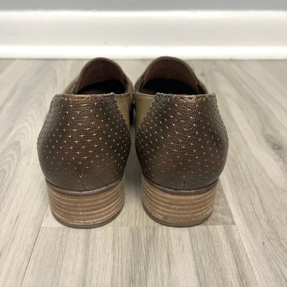 Dansko Heels Women’s 38 Lila Taupe Brown Leather Burnished Nappa Block Loafer - Picture 4 of 8